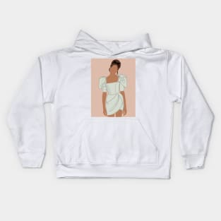 Illustration of a silhouette of a girl in a dress Kids Hoodie